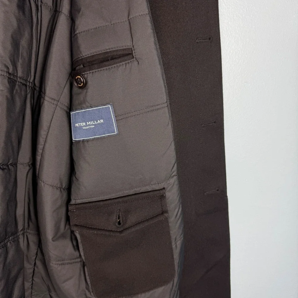 Peter Millar Loro Piana Storm System Coat Men's Medium‎ Black Wool Jacket FLAW